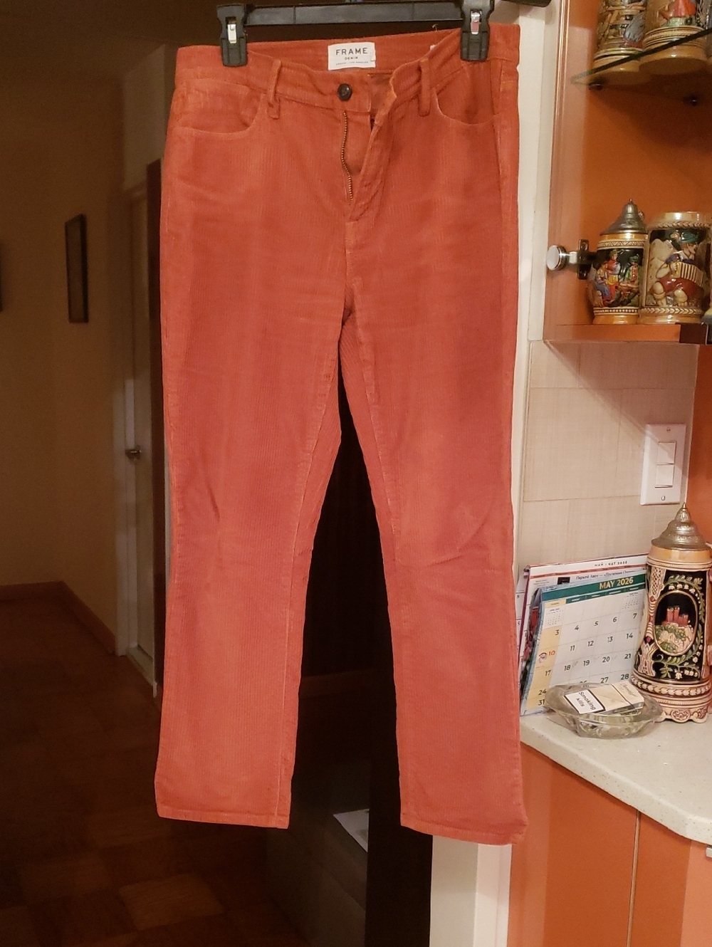 FRAME Denim Rust-Orange Corduroy Pants